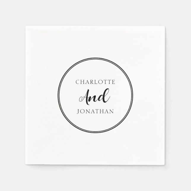 Minimalist Chic Elegant Calligraphy Script Wedding Napkins (Front)