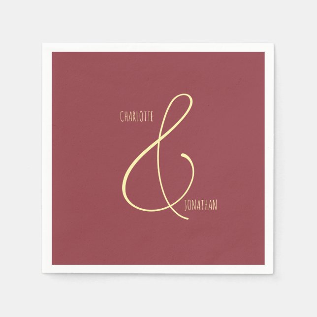 Minimalist Chic Elegant Calligraphy Script Wedding Napkins (Front)
