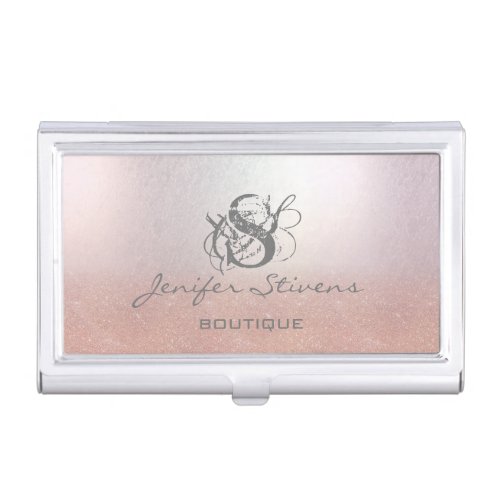 Minimalist chic elegant rose gold glitter ombre business card case