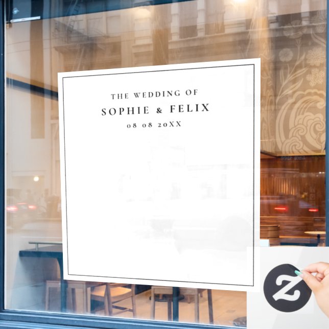 Minimalist Chic Elegant Wedding Day Photo Backdrop Window Cling (Cafe Window)