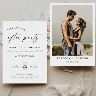 Minimalist Chic Elopement Reception Wedding Photo Invitation