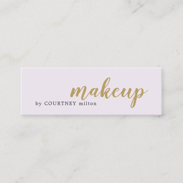 Minimalist Chic Faux Gold White Makeup Artist Mini Business Card (Front)