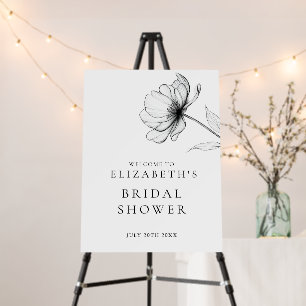 Minimalist Chic Floral Bridal Shower Welcome Sign
