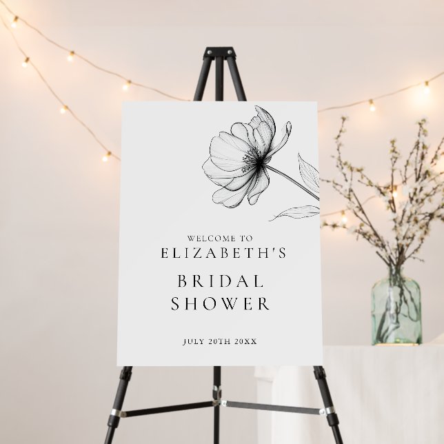Minimalist Chic Floral Bridal Shower Welcome Sign (In Situ (Stand))