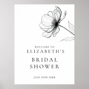 Minimalist Chic Floral Bridal Shower Welcome Sign