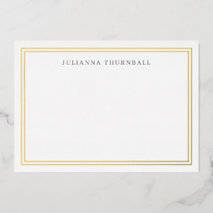 Minimalist Chic Frame Personal Stationery Foil Invitation