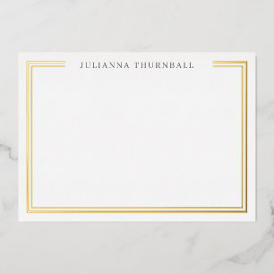 Minimalist Chic Frame Personal Stationery Foil Invitation