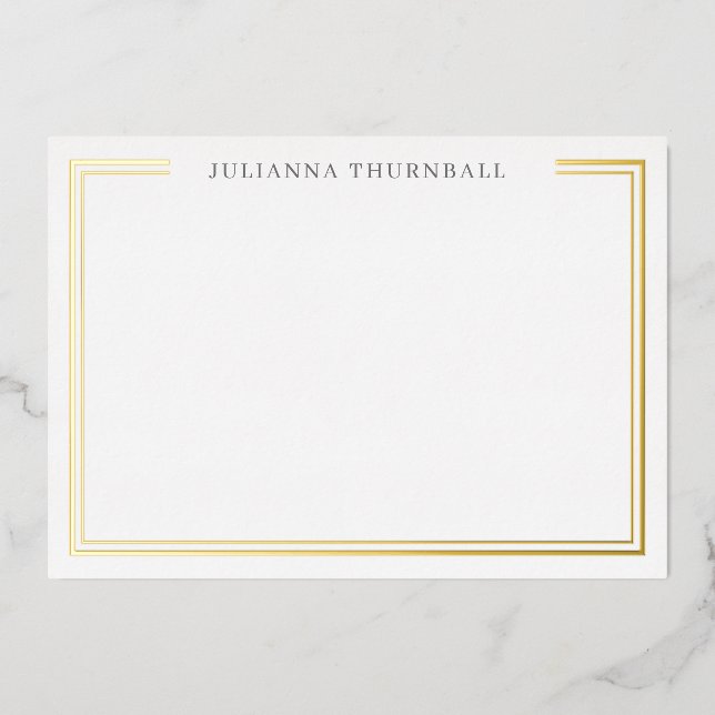 Minimalist Chic Frame Personal Stationery  Foil Invitation (Front)