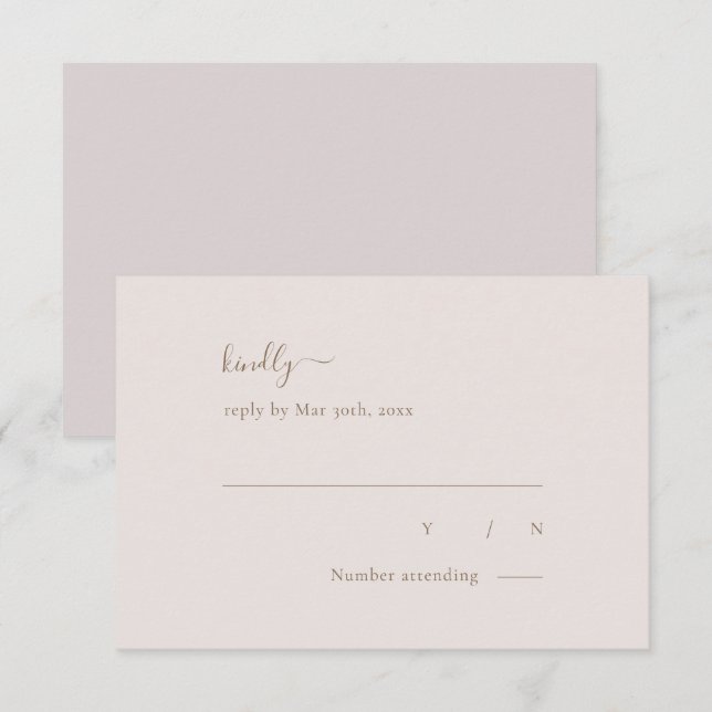 Minimalist Chic Gold Blush Simple Elegant Wedding RSVP Card (Front/Back)