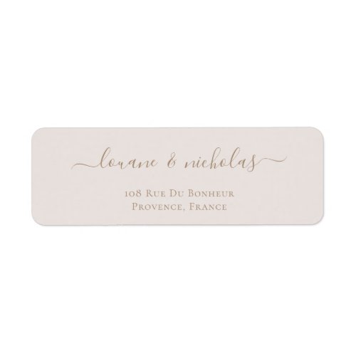 Minimalist Chic Gold Blush Wedding Return Address Label