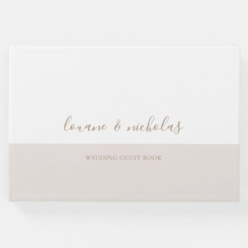 Minimalist Chic Gold White Blush Elegant Wedding Guest Book