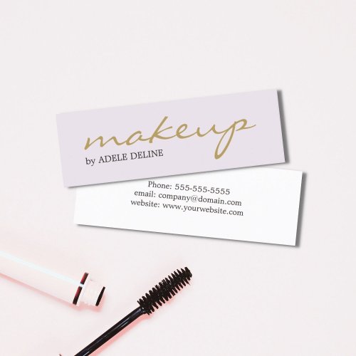 Minimalist Chic Gold White Makeup Artist Mini Business Card