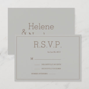 Minimalist chic grey gold modern wedding rsvp invitation