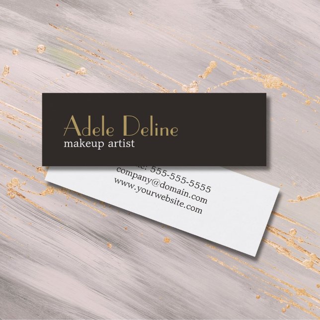 Minimalist Chic Grey Gold White Makeup Artist Mini Business Card (Creator Uploaded)