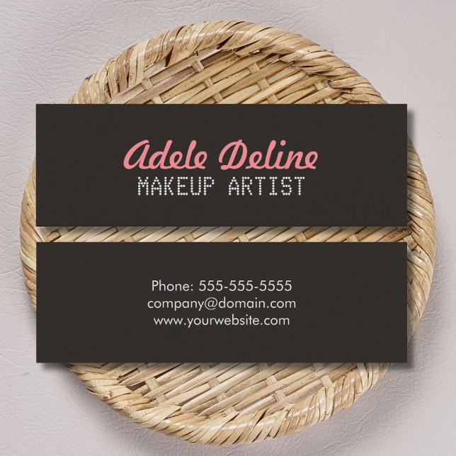 Minimalist Chic Grey Pink Makeup Artist Mini Business Card (Creator Uploaded)