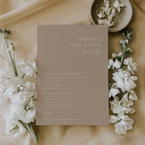 Minimalist Chic Happily Ever After Party Beige Invitation