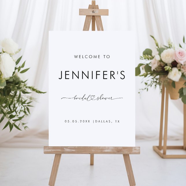 Minimalist Chic Heart Script Bridal Shower Welcome Foam Board (Creator Uploaded)