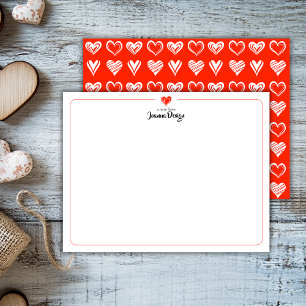 Minimalist Chic Lace Scarlet Heart Stationery Note Card