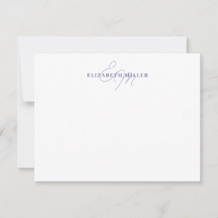 Minimalist Chic Lilac Violet 2 Script Monorgram Note Card