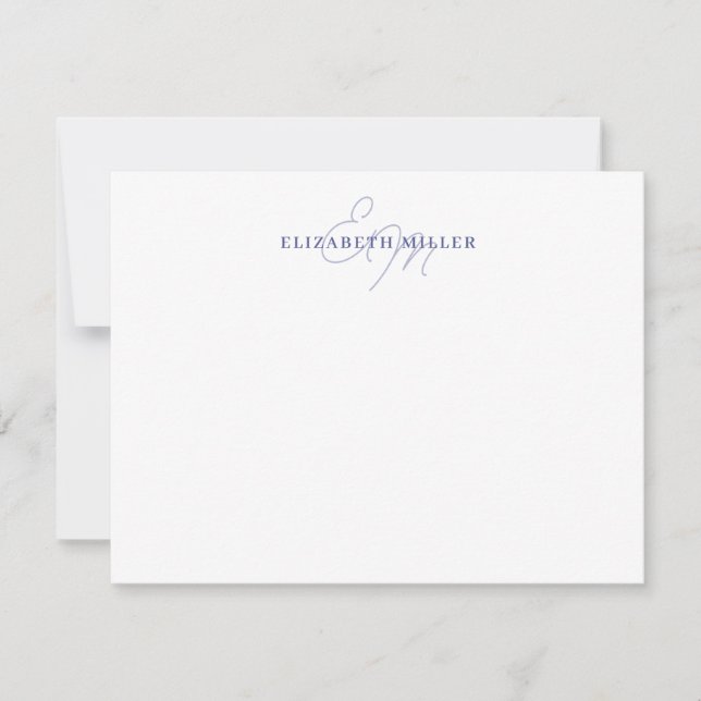 Minimalist Chic Lilac Violet 2 Script Monorgram Note Card (Front)