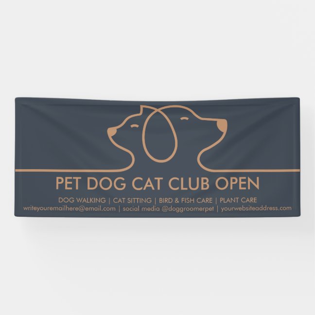 Minimalist Chic Line Dog and Cat Logo Banner