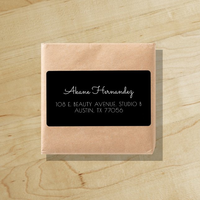 Minimalist Chic Modern Black Shipping Address Label ("Everyday is abundantly beautiful." 
Sincerely Best Wishes from Lucky Design World)