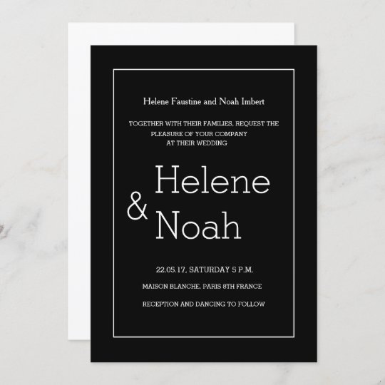 Minimalist chic modern black white simple wedding invitation | Zazzle.com