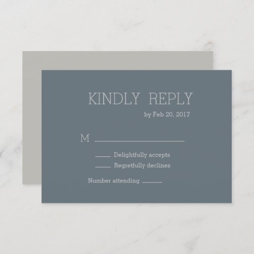 Minimalist chic modern blue gray wedding rsvp invitation