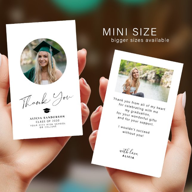 Minimalist chic modern photo graduation thank you note card (This is a small note card. Available in bigger sizes)
