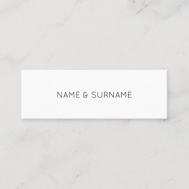 Minimalist Chic Modern White Mini Business Card (Front)