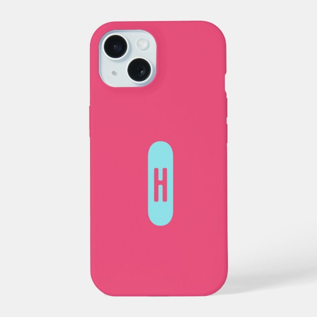 Minimalist Chic Monogram Pink Blue Iphone Case (Back)