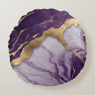 Minimalist Chic Nursery Baby Girl Purple Marble Round Pillow