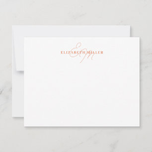 Minimalist Chic Orange 2 Script Monorgram Note Card