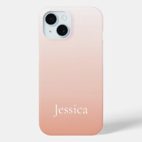 minimalist chic pastel ombre blush pink initials iPhone 15 case