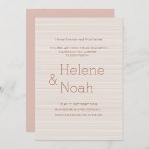 Minimalist chic rose gold stripes modern wedding invitation