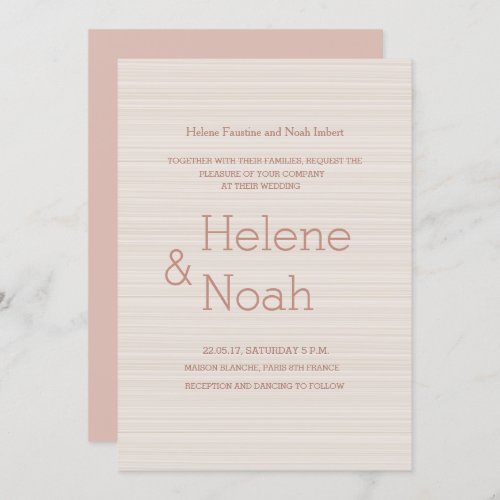 Minimalist chic rose gold stripes modern wedding invitation