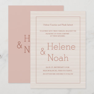 Minimalist chic rose gold stripes modern wedding invitation
