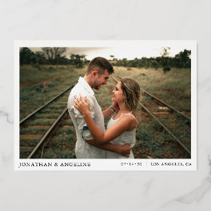 Minimalist Chic Save The Date Wedding Photo Gold Foil Invitation