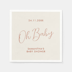 Minimalist Chic Script ivory Oh Baby Shower Napkins