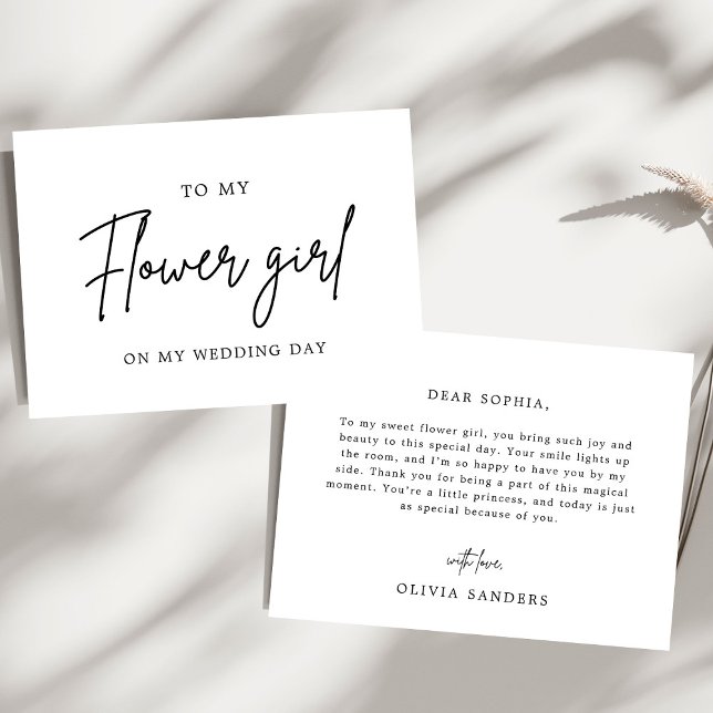 Minimalist Chic To My Flower Girl Wedding Day Thank You Card (Creator Uploaded)