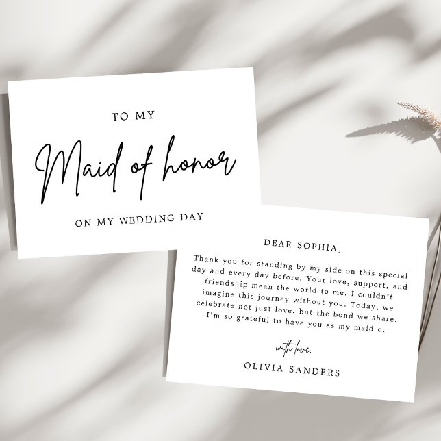Minimalist Chic To My Maid of Honor Wedding Day Invitation (Creator Uploaded)
