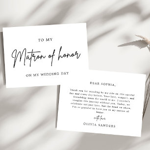 Minimalist Chic To My Matron of Honor Wedding Day Thank You Card