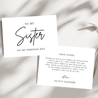 Minimalist Chic To My Sister On My Wedding Day Thank You Card