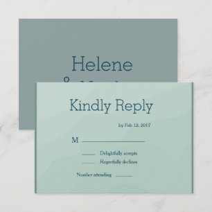 Minimalist chic turquoise watercolor wedding rsvp invitation
