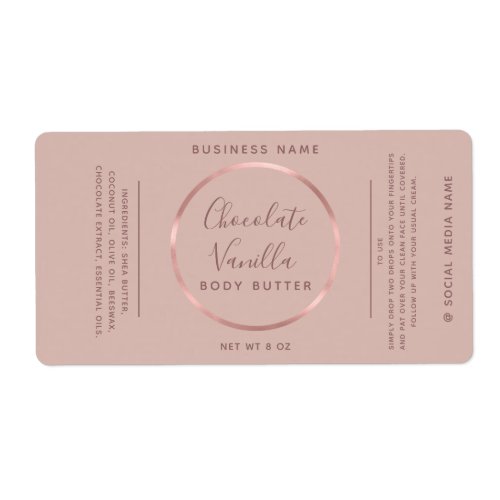 Minimalist chic typography circle rose gold frame  label