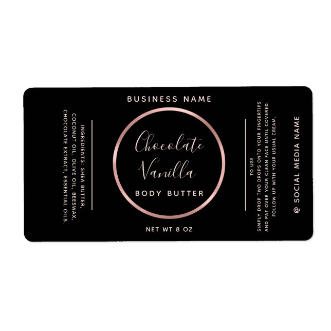 Minimalist chic typography circle rose gold frame  label (Front)