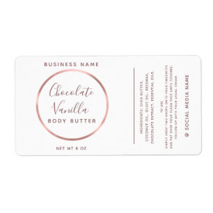 Minimalist chic typography circle rose gold frame label