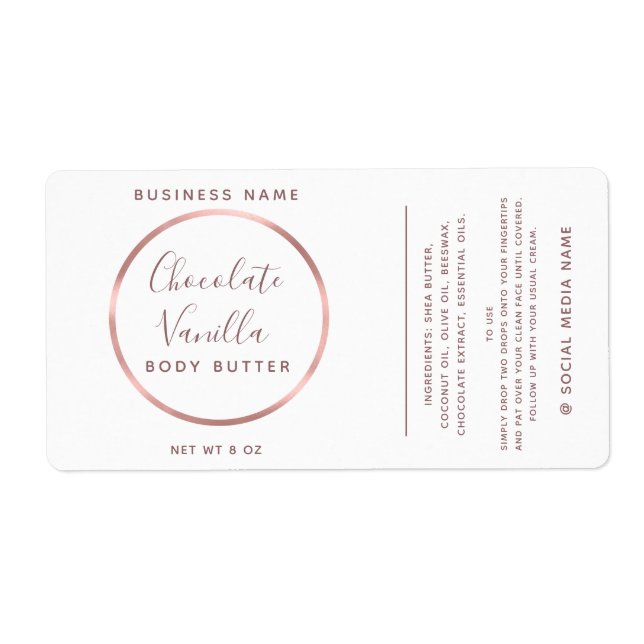 Minimalist chic typography circle rose gold frame  label (Front)