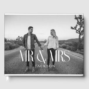 Minimalist Chic Wedding Design White Mr and Mrs Guest Book