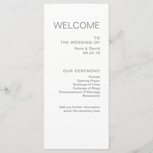 Minimalist Chic Wedding | Gray Program (Front)